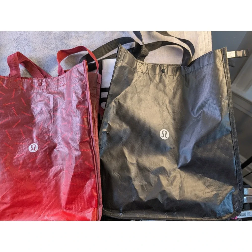Lululemon Reusable Shopping Tote Bag Lot x10 Assorted Sizes Colors Graphics Logo
